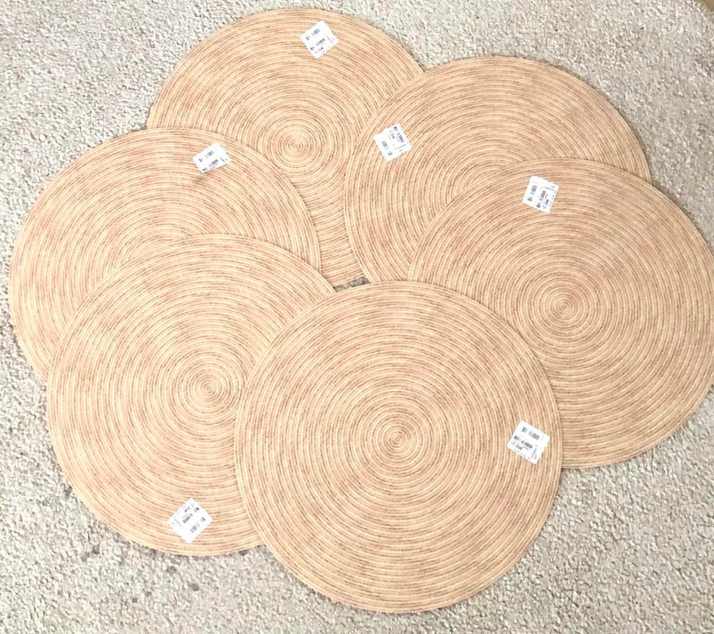 6 ronde beige vinyl placemats home design deco jutani, Huis en Inrichting, Woonaccessoires | Onderzetters, Nieuw, Bord