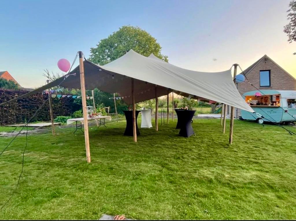 Stretchtent te huur  7,5 *10m - incl plaatsing, Enlèvement, Comme neuf, Tente de réception