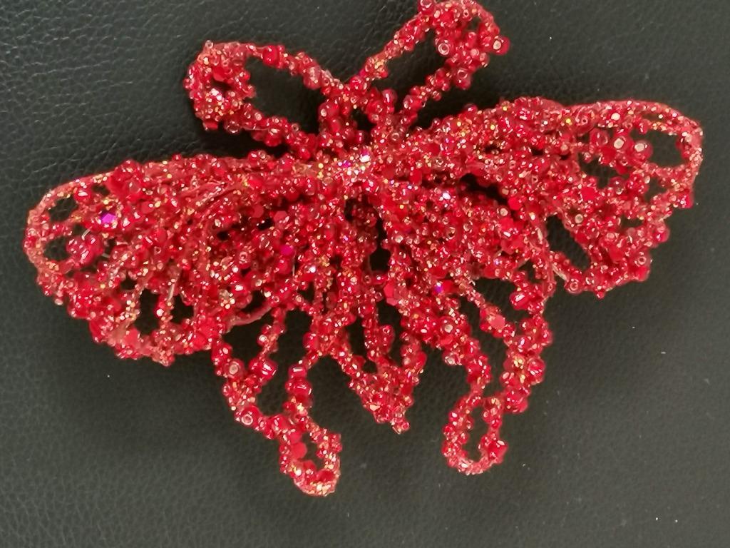 kerstversiering rode vlinder in glitter - 14,5 x 10cm groot, Ophalen of Verzenden, Nieuw