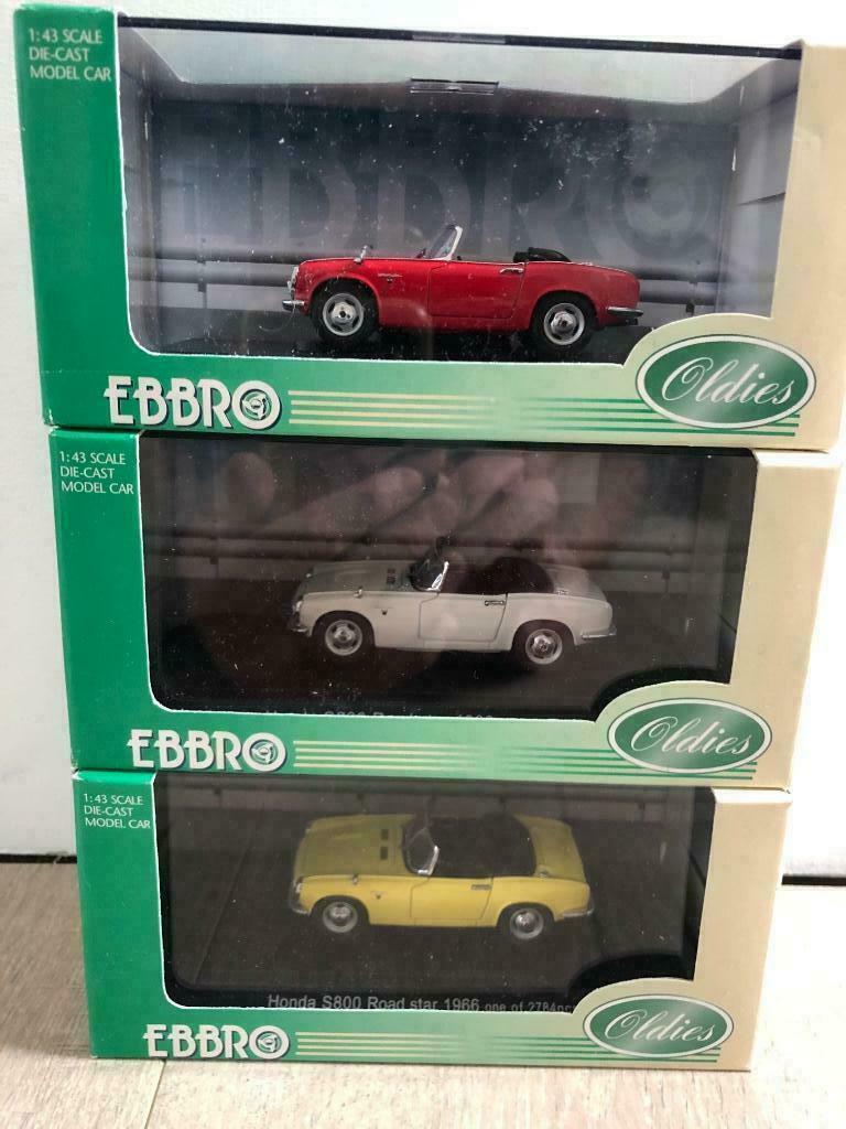 Ebbro Oldies 3x Honda S800 Cabrio 1/43, Ophalen of Verzenden, Nieuw, Auto