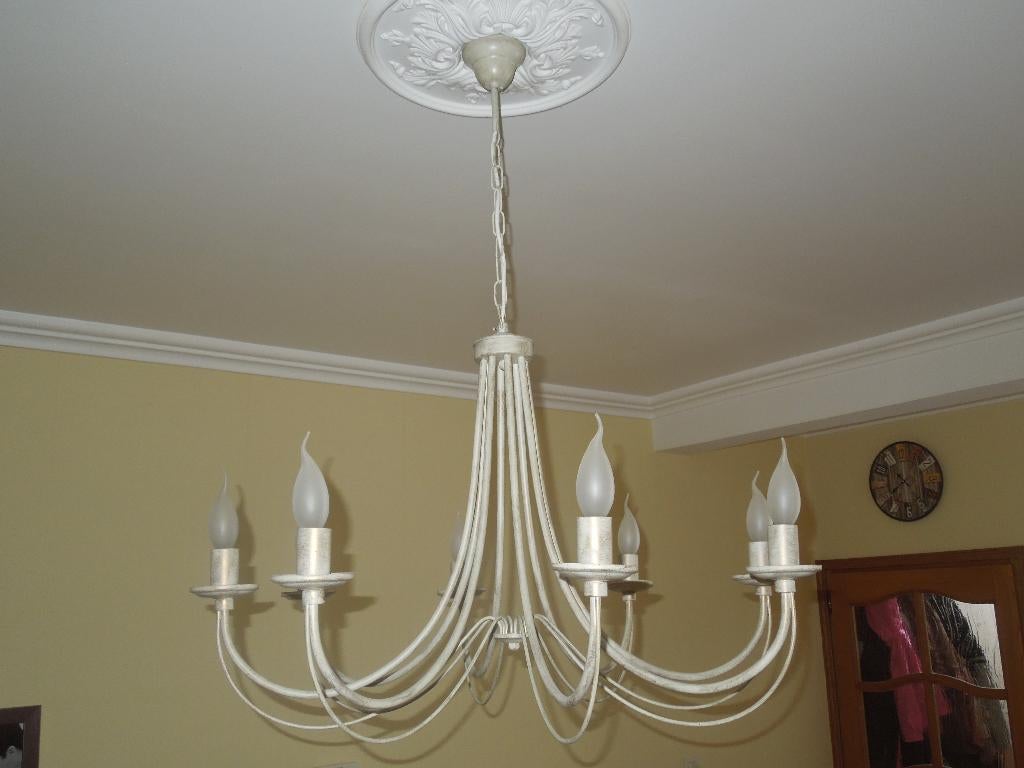 Lustre léger acier finition doré brossé, Maison & Meubles, Enlèvement, Utilisé, Métal