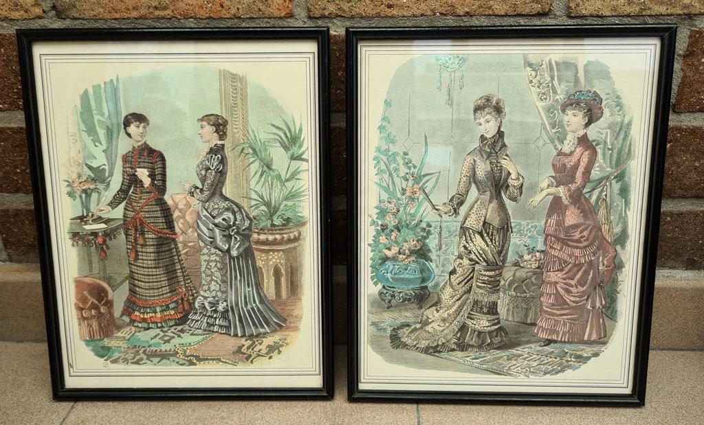 modeprent Belle époque - 5,00/stuk - in kader met glas, Antiek en Kunst, Ophalen