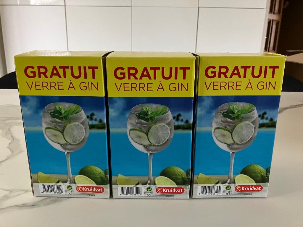 3 gin tonic glazen, Verzamelen, Glas en Drinkglazen, Ophalen, Nieuw