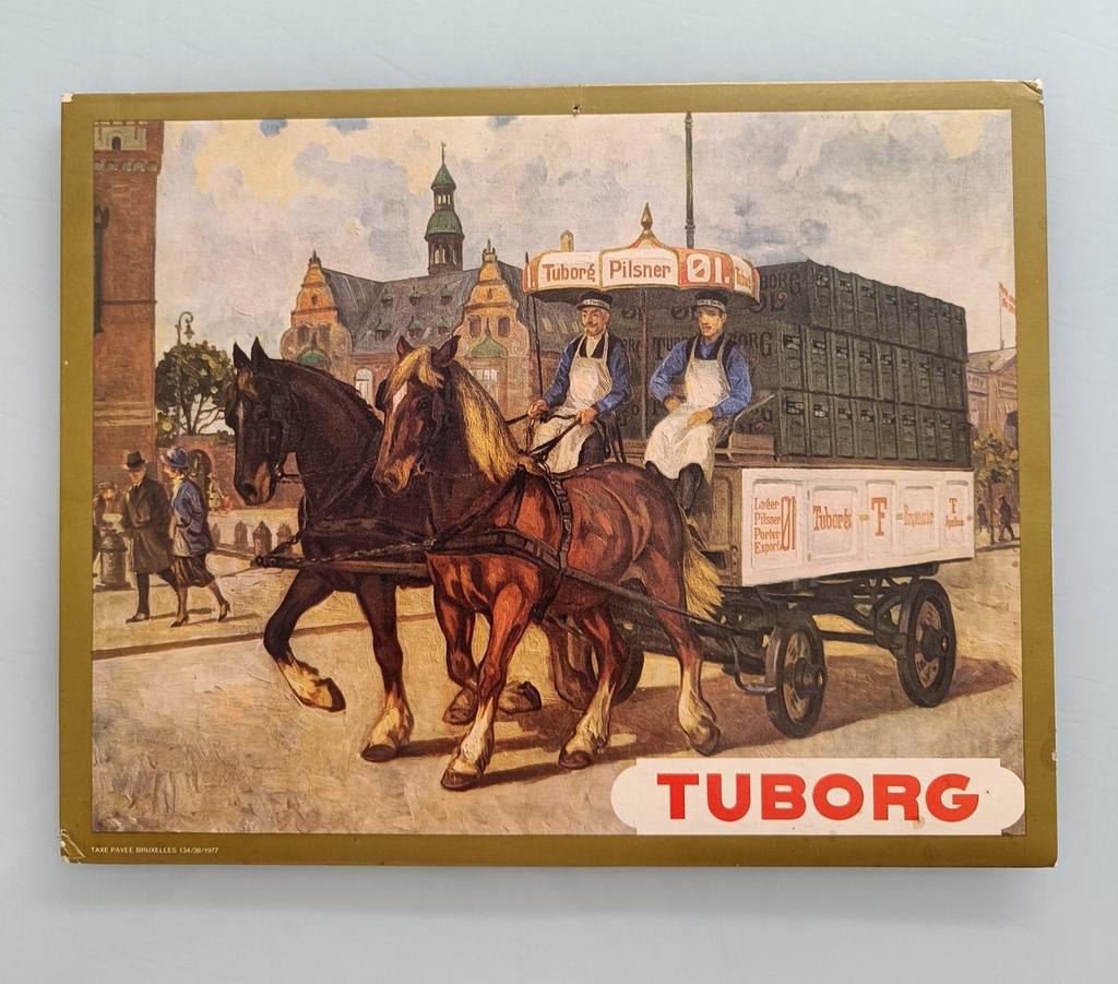 Oude Tuborg reclame., Verzamelen, Ophalen of Verzenden, Gebruikt, Reclamebord