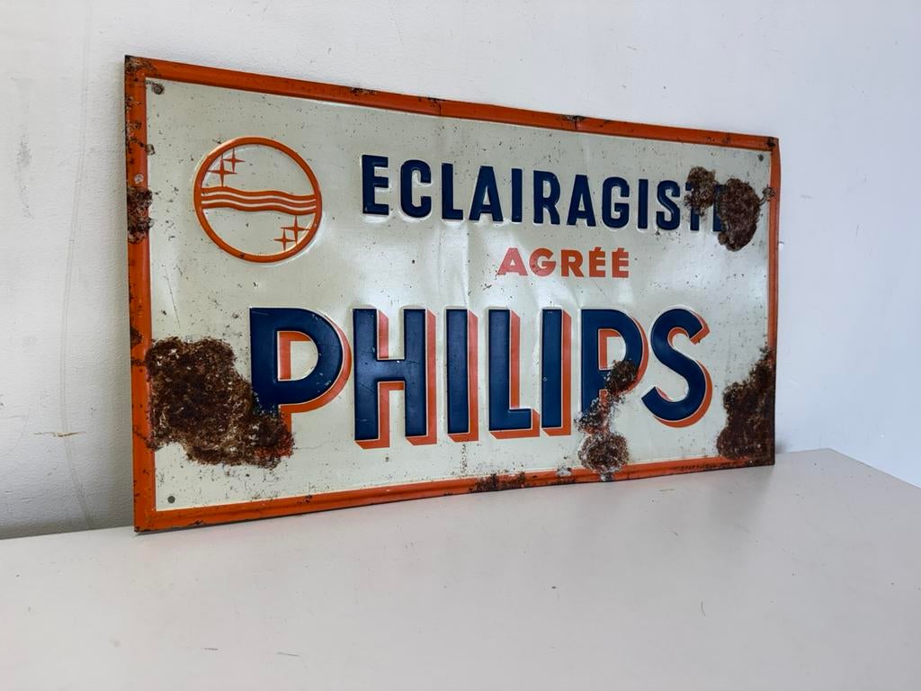 PHILIPS oud reclamebord, Verzamelen, Ophalen of Verzenden, Gebruikt, Reclamebord