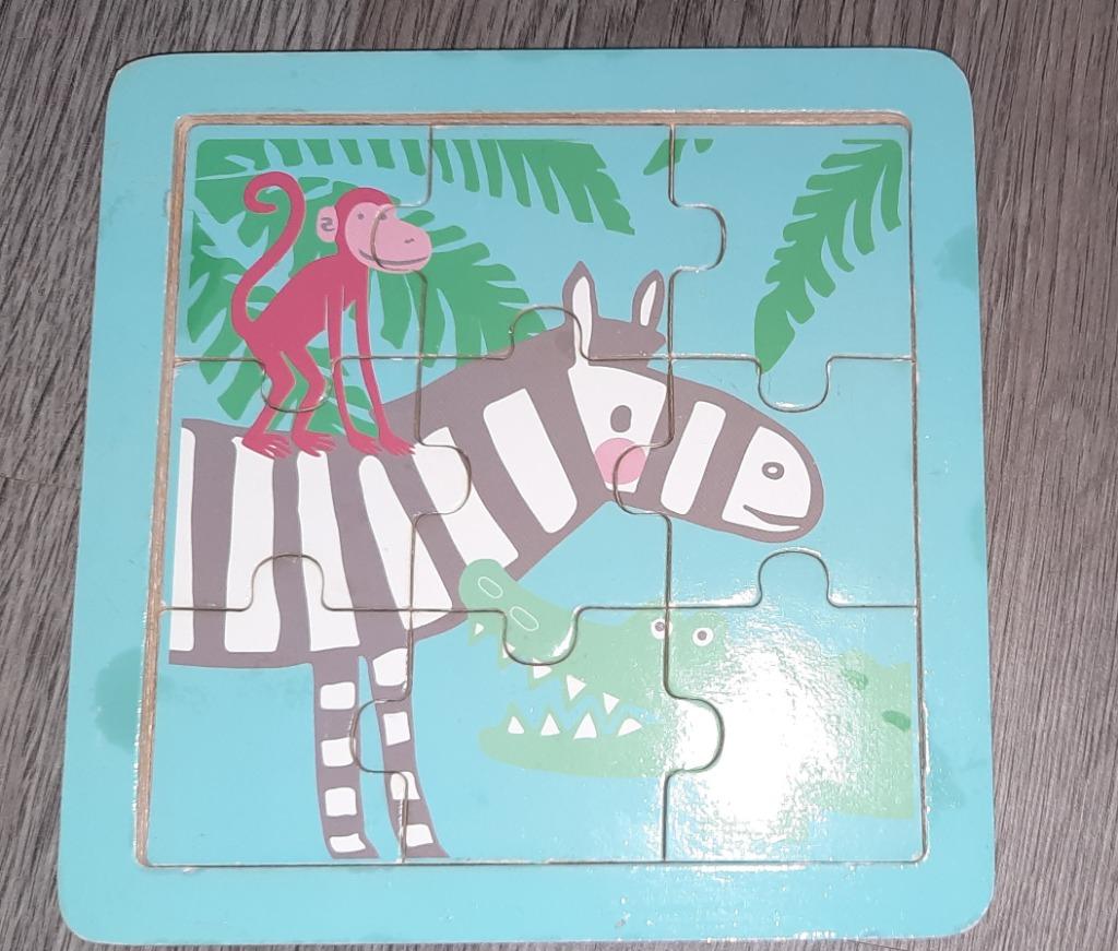 inlegpuzzel 9-delig Zebra, Ophalen, 2 tot 4 jaar, Gebruikt, Van hout