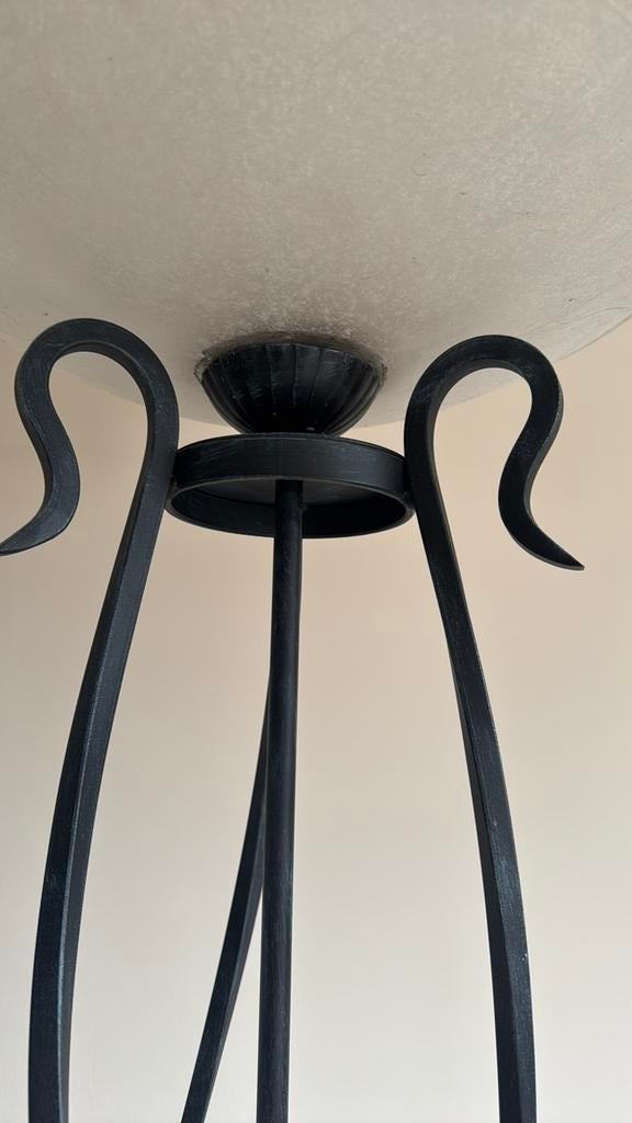 Staanlamp met glazen kap, blauw gehamerde voet, Enlèvement, Utilisé, Bleu