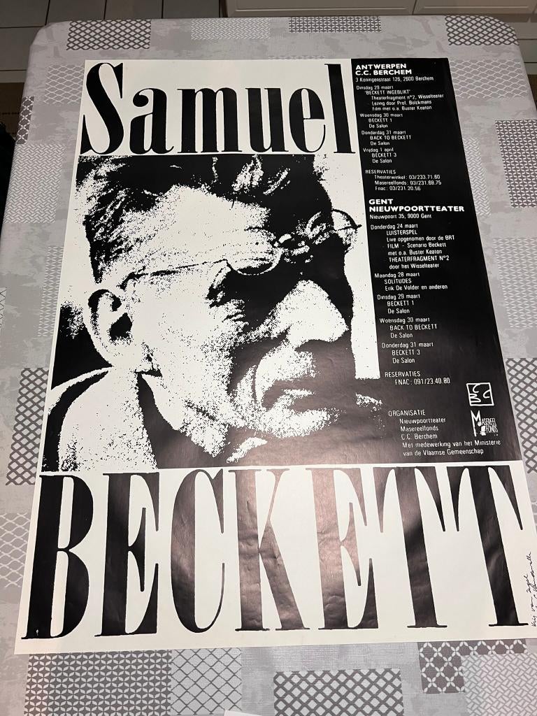 Affiche vintage de Samuel Beckett, Rectangulaire vertical, Comme neuf, Affiche ou Poster pour porte ou plus grand, Publicité