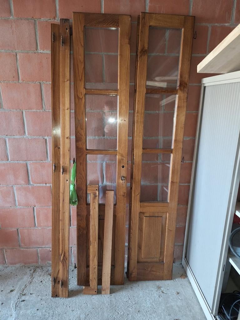 Kastanje buitendeur met glas, Huis en Inrichting, Ophalen, Glas