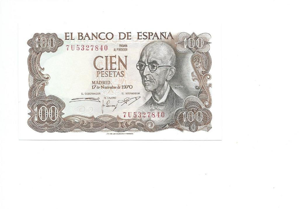 Spanje, 100 Pesetas 17/11/1970, UNC., Enlèvement ou Envoi, Autres pays, Billets en vrac