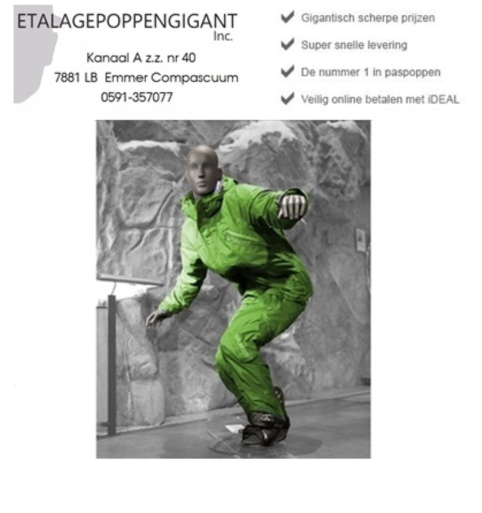Etalagepoppen / Mannequin in Snow Board Houding Nieuw! EPG, Sports & Fitness, Snowboard, Enlèvement ou Envoi, Neuf, Autres types