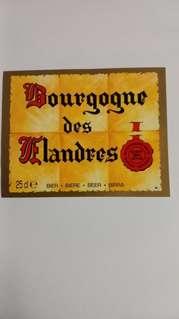 Bourgogne des Flandres,  etiket (18), Verzamelen, Ophalen of Verzenden, Zo goed als nieuw