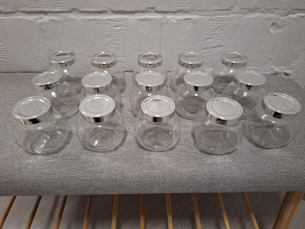 15 glazen bokaaltjes/potjes met schroefdeksel, Ophalen of Verzenden, Nieuw