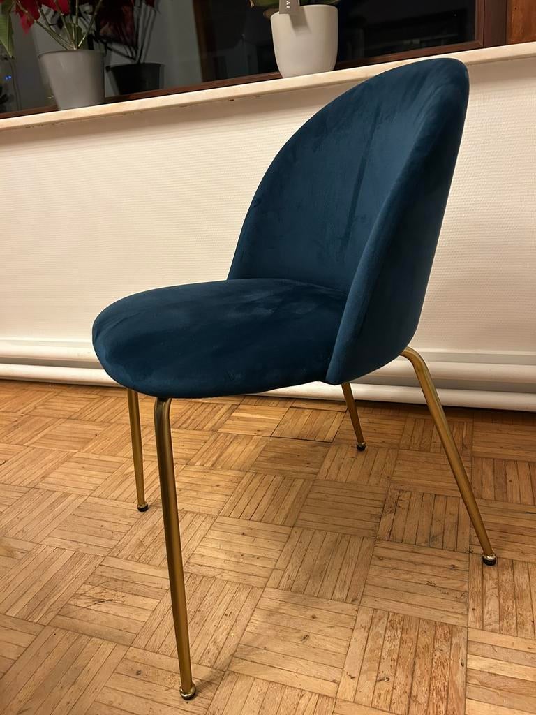 6x stoel velour, Huis en Inrichting, Ophalen, Gebruikt, Blauw, Stof