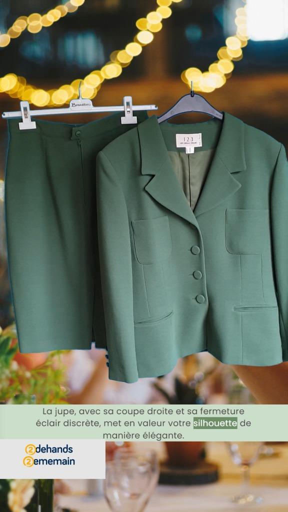 Een, twee, drie, pak met rok en jas, Kleding | Dames, Kostuum of Pak, Maat 42/44 (L), Ophalen of Verzenden, Zo goed als nieuw