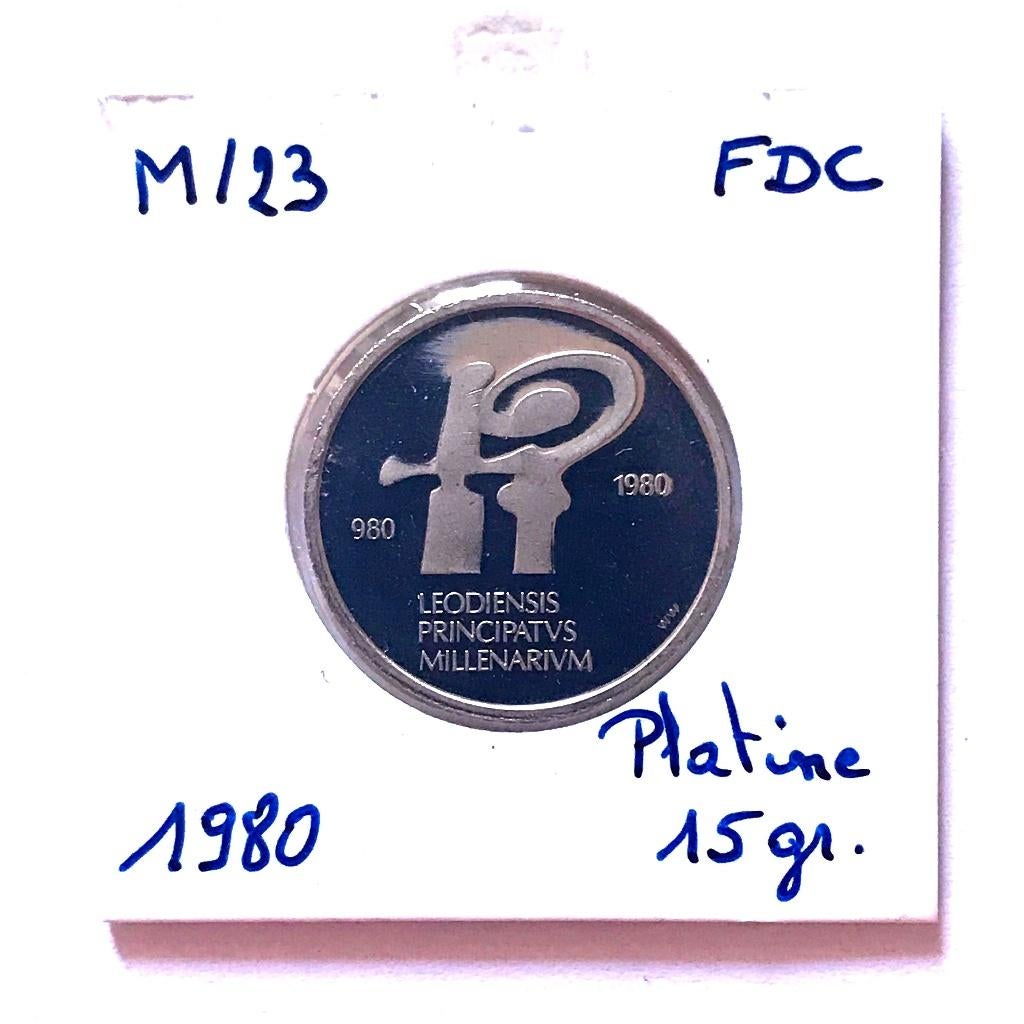 M/23 BELGIQUE 1980 Médaille PLATINE pur 15g, Enlèvement, Autres matériaux