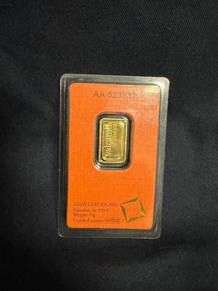 Lingot d'or 5 grammes Valcambi Suisse, Enlèvement ou Envoi, Or