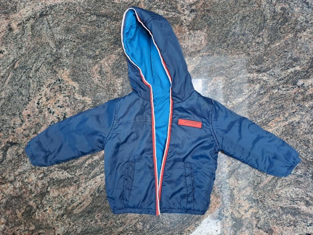 Mt 86 Blauw dubbelzijdig tussenseizoen jasje, Kinderen en Baby's, Babykleding | Maat 86, Gebruikt, Jongetje, Jasje, Ophalen of Verzenden