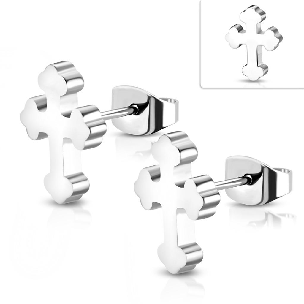 Boucles d'oreilles en forme de croix en acier, Enlèvement ou Envoi, Autres matériaux, Argent, Neuf