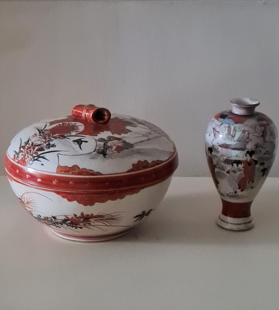 Bonbonnière japonaise Kutani- Kaga + vase, Enlèvement ou Envoi