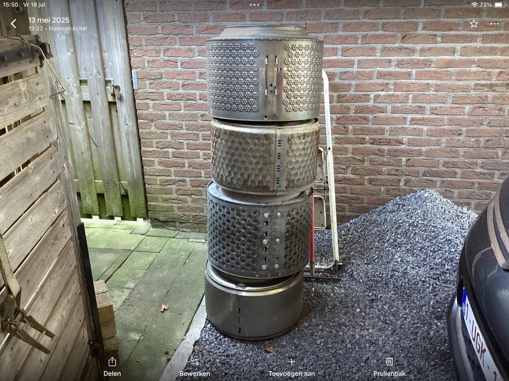 Trommel wasmachine.  Vuurkorf inox, Enlèvement, Utilisé, Foyer