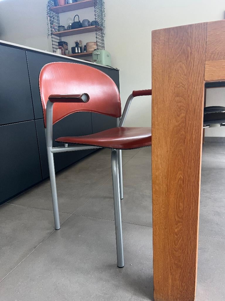 lederen stoel jaren 80 twee stuks, Huis en Inrichting, Stoelen, Ophalen, Gebruikt, Twee, Overige kleuren