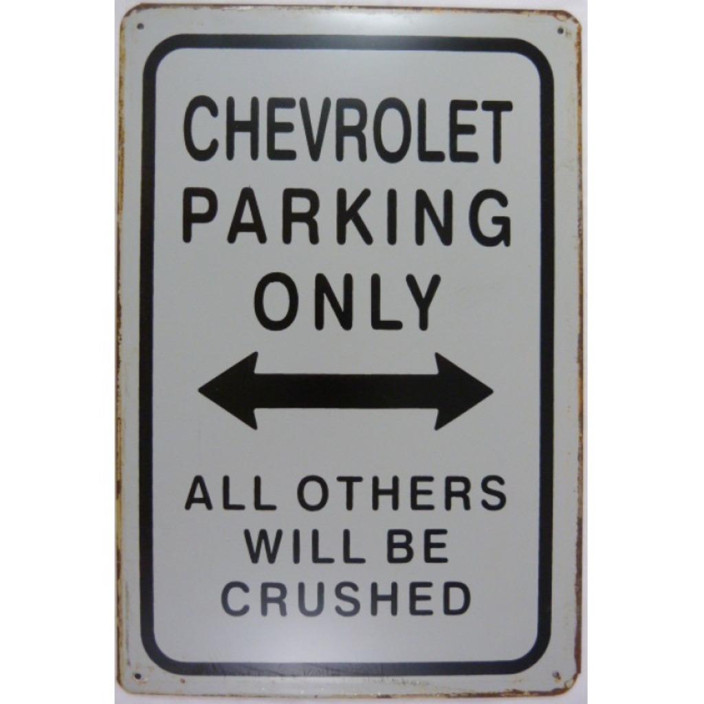 Plaque murale Chevrolet Parking Only en métal vieilli, Enlèvement ou Envoi