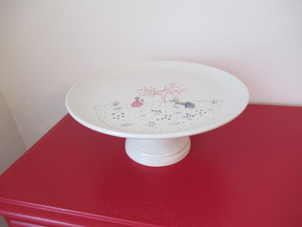 taartschotel op voet-porselein-craquelé-VINTAGE, Antiek en Kunst, Ophalen of Verzenden