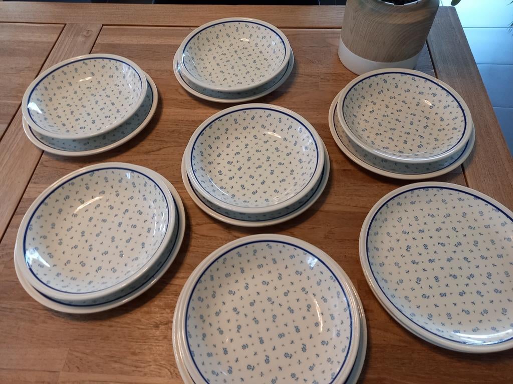 Biltons 8 platte en 6 diepe borden blauw bloemetje, Enlèvement ou Envoi, Comme neuf, Assiettes(s)