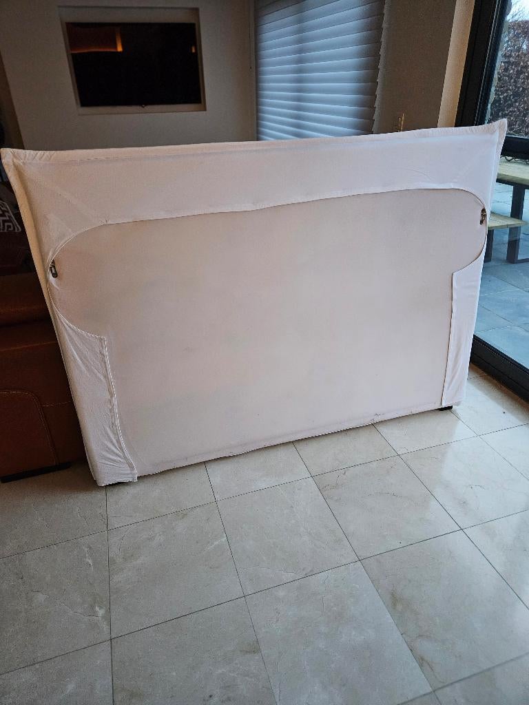 Prachtig hoofdeinde bed + overtrek, Huis en Inrichting, Ophalen, Wit, Tweepersoons, Zo goed als nieuw