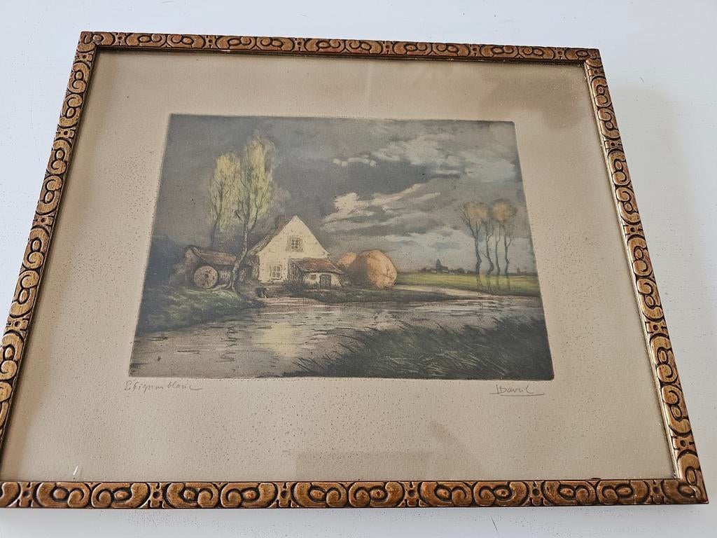 Lucien Dasselborne., Antiek en Kunst, Kunst | Etsen en Gravures, Ophalen of Verzenden