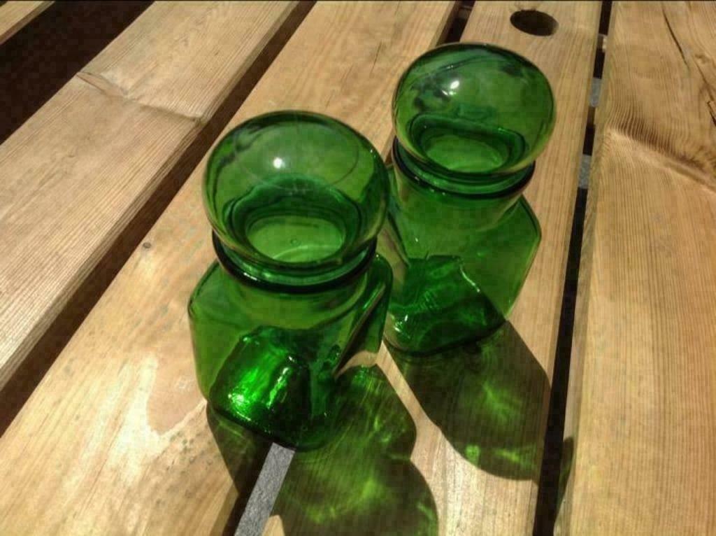 Groene vintage bokaals, Ophalen of Verzenden