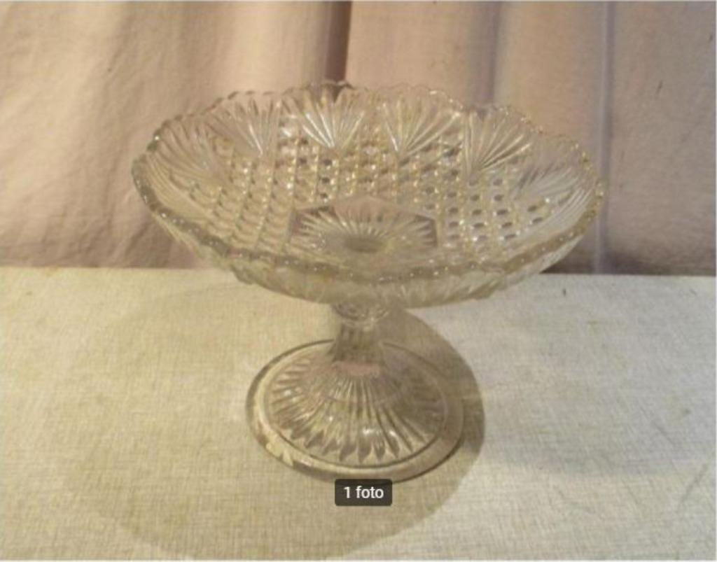 Belle ancienne coupe à fruits en verre sur pied - 23x16, Enlèvement ou Envoi