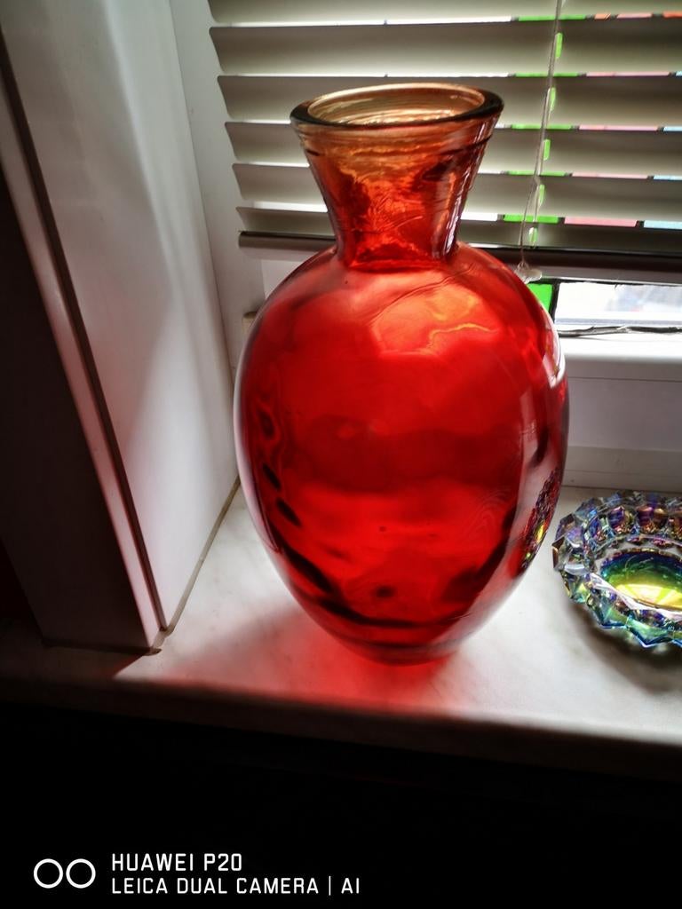 DECORATIVE VAAS IN GLAS, Ophalen of Verzenden, Minder dan 50 cm, Rood, Glas