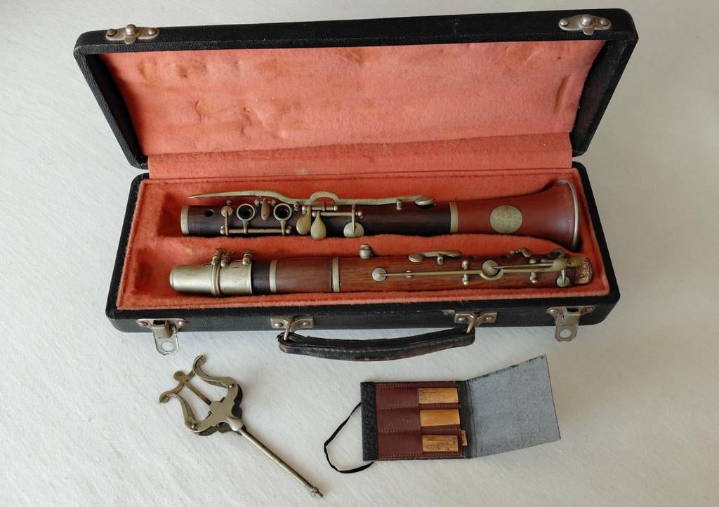 Antieken klarinet van C.Mahillon in koffer, cc 1890., Ophalen of Verzenden, Gebruikt, Met koffer