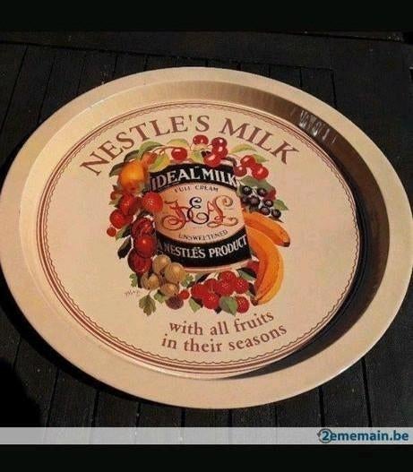 Nestle's Milk metalen dienblad."Met al het fruit in het seiz, Verzamelen, Ophalen of Verzenden, Zo goed als nieuw, Duvel