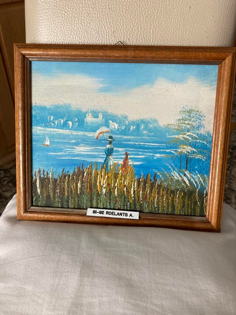 Magnifique tableau LES FILLES SUR LA CÔTE - ROLANTS A., Enlèvement ou Envoi