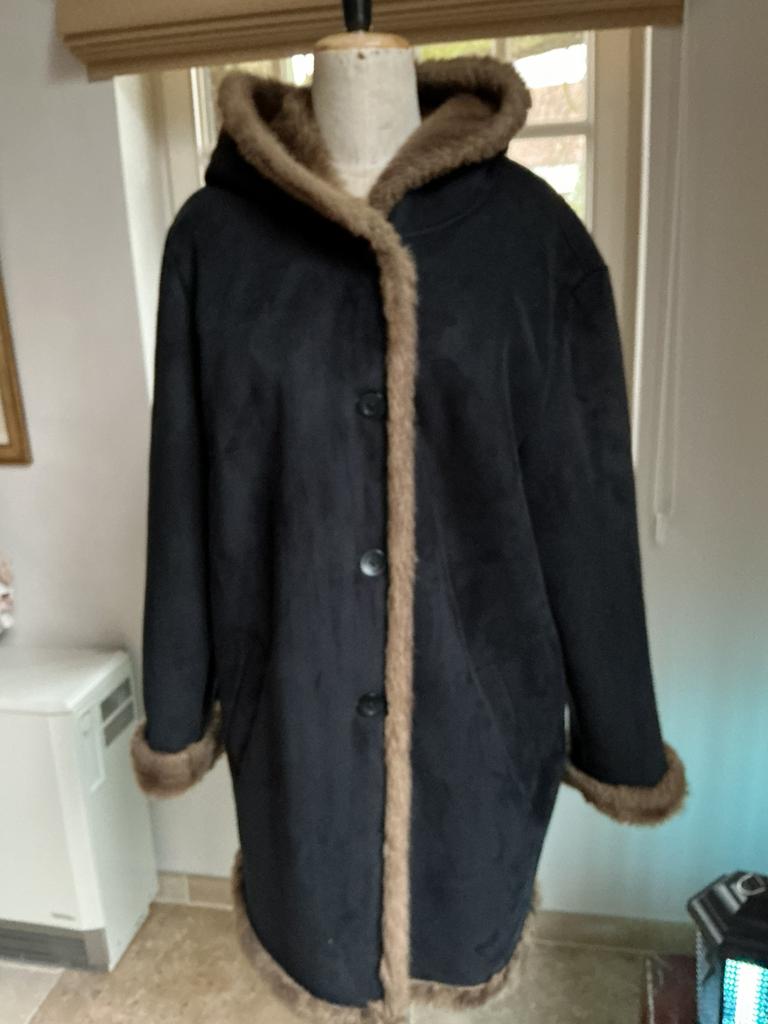 Winterjas met kap, maat 46 , Balmain, Kleding | Dames, Ophalen of Verzenden, Zo goed als nieuw, Zwart