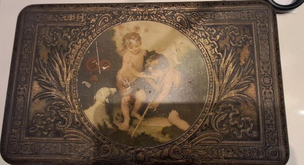 Vintage biscuits parein blikken doos, Antiek en Kunst, Ophalen