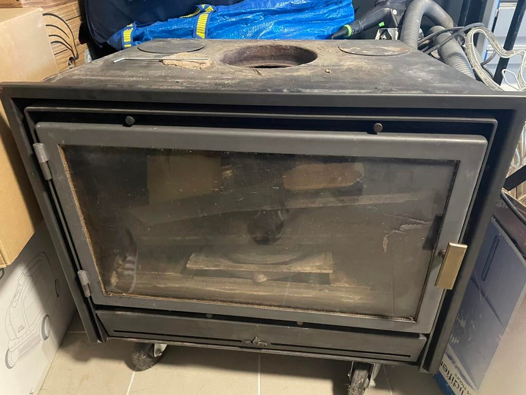 Houten cassette-inzetstuk, Ophalen of Verzenden, Gebruikt, Inbouwhaard, Houthaard