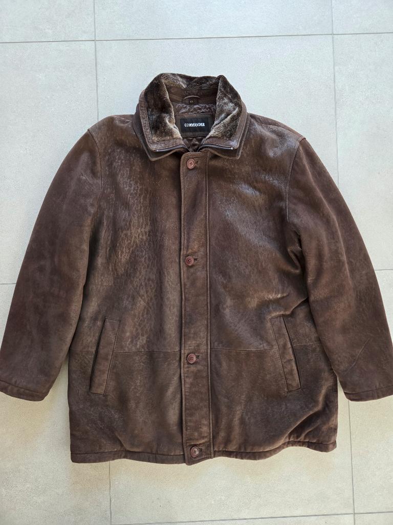 Veste d'hiver en cuir marron pour homme - taille 54, Commander, Enlèvement ou Envoi, Taille 52/54 (L), Brun