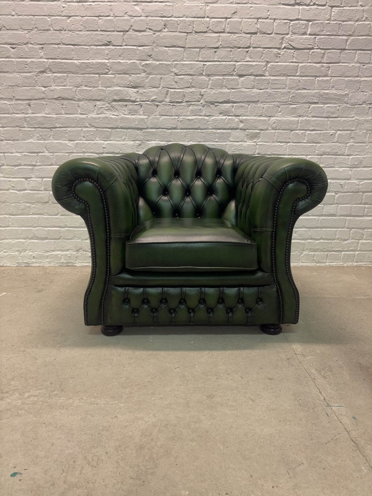 Fauteuil Chesterfield cuir vert made in Uk, Enlèvement ou Envoi