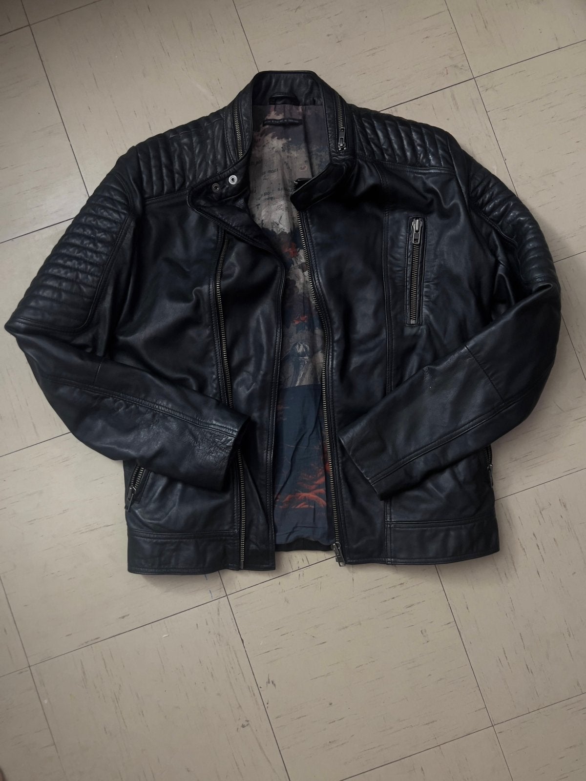 Blouson biker cuir noir homme – [Marque] – Taille M, Enlèvement ou Envoi, Comme neuf, Noir