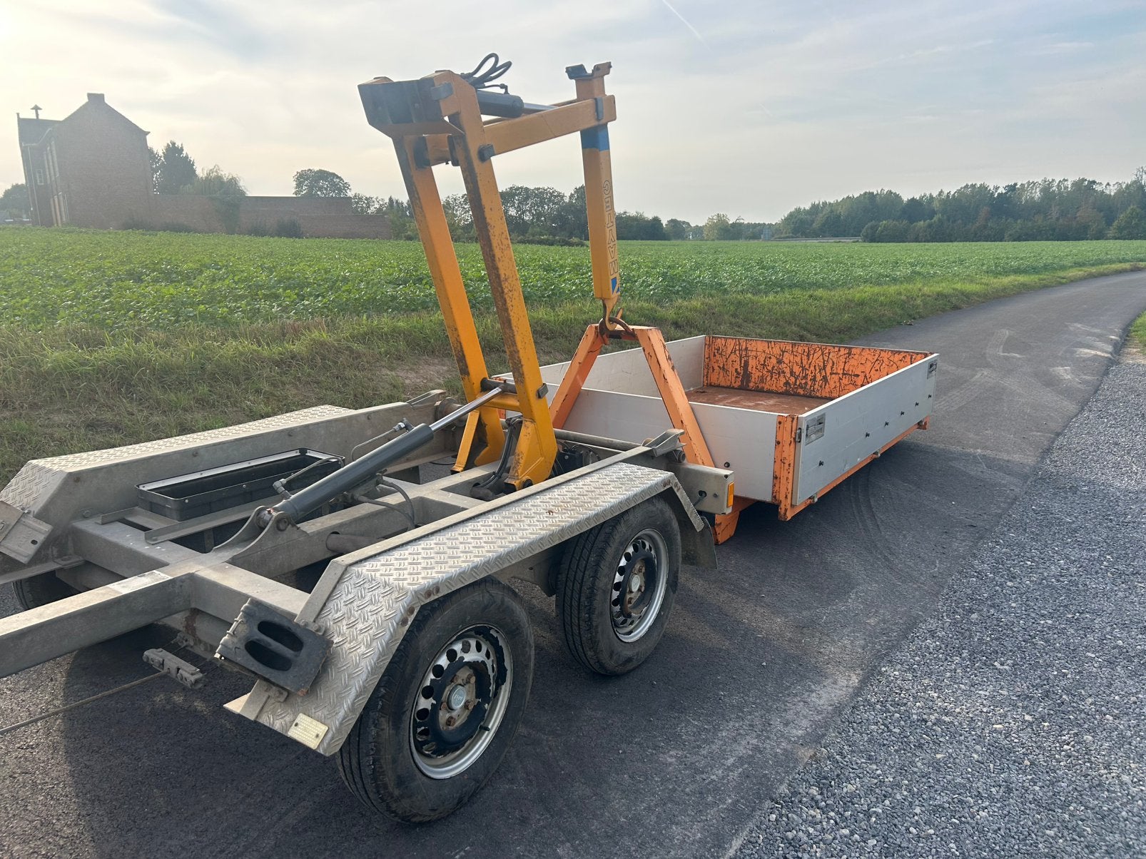 Système de conteneur Maytec sur remorque avec moteur Honda !, Enlèvement, Comme neuf