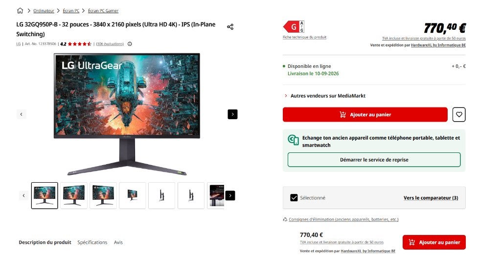 LG 32GQ950P-B - 32 pouces, TV, Hi-fi & Vidéo, Enlèvement, Neuf