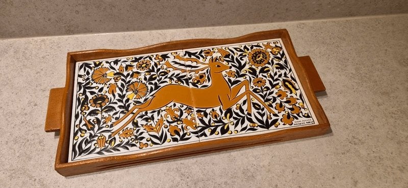 Vintage Nassos Keramik Betegeld Dienblad – Jaren '70, Antiek en Kunst, Ophalen of Verzenden