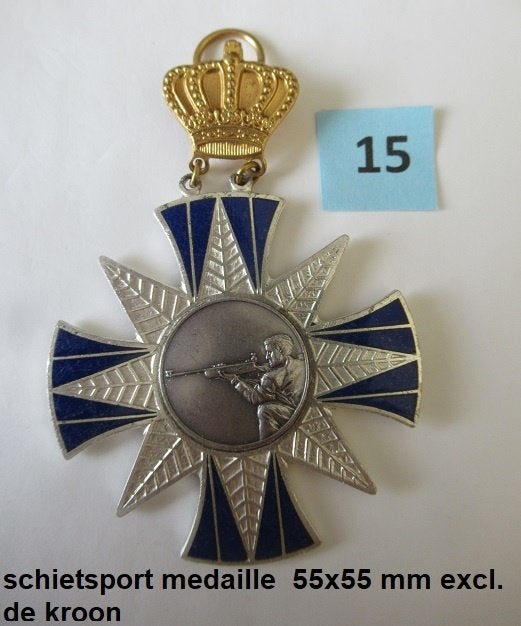 super mooie schietsport medaille, ster  met losse kroon, Postzegels en Munten, Penningen en Medailles, Overige materialen, Ophalen of Verzenden