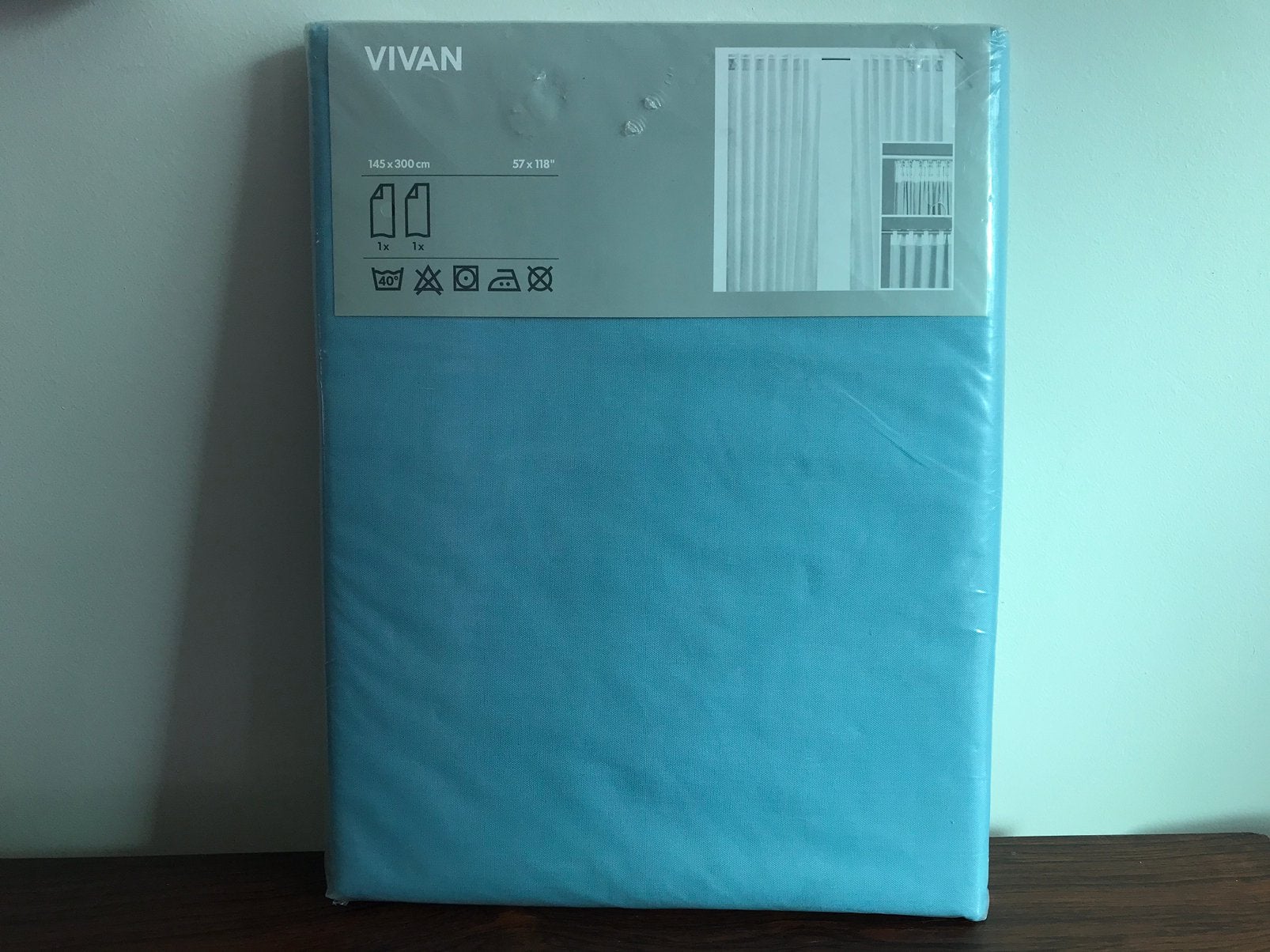 Ikea Vivan gordijnen licht turquoise Nieuw in verpakking, Huis en Inrichting, Overgordijn, 300 cm, Nieuw, Ophalen of Verzenden