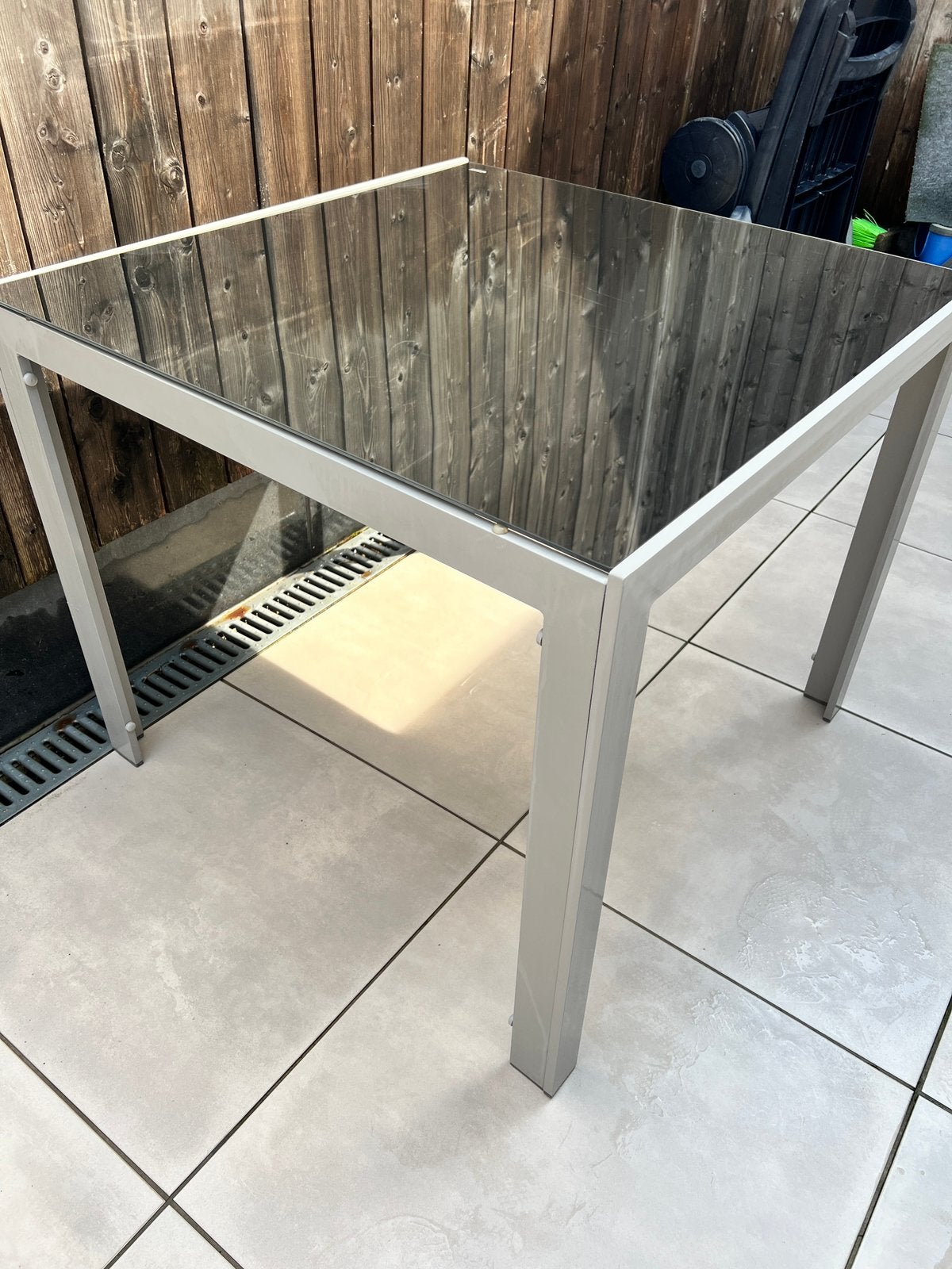 Tafel met glas, Tuin en Terras, Tuintafels, Ophalen, Zo goed als nieuw, Aluminium