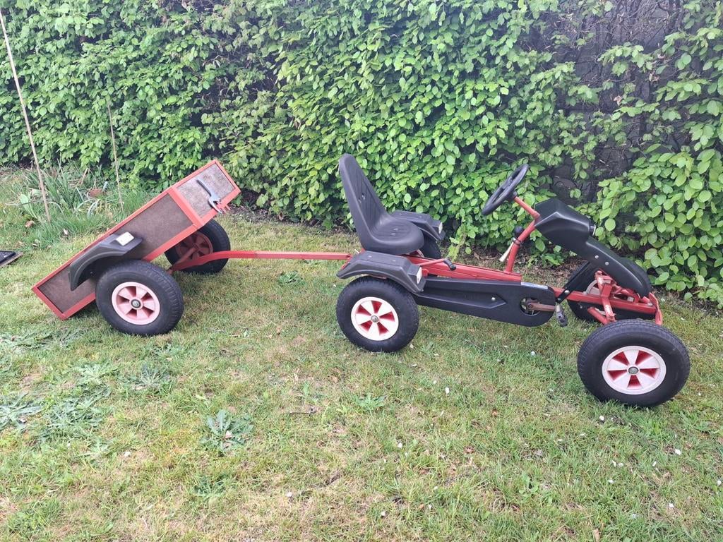 Gocart met aanhangwagen/kipbak. Mammoet, Kinderen en Baby's, Speelgoed | Buiten | Skelters, Ophalen, Gebruikt, Mammoet, Vrijloopautomaat
